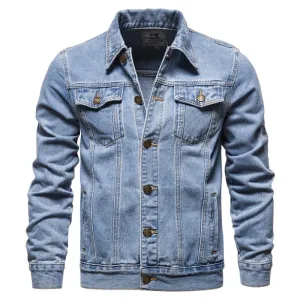 Comfort waistband West Louis? Denim Lapel Single Breasted Jeans Jacket