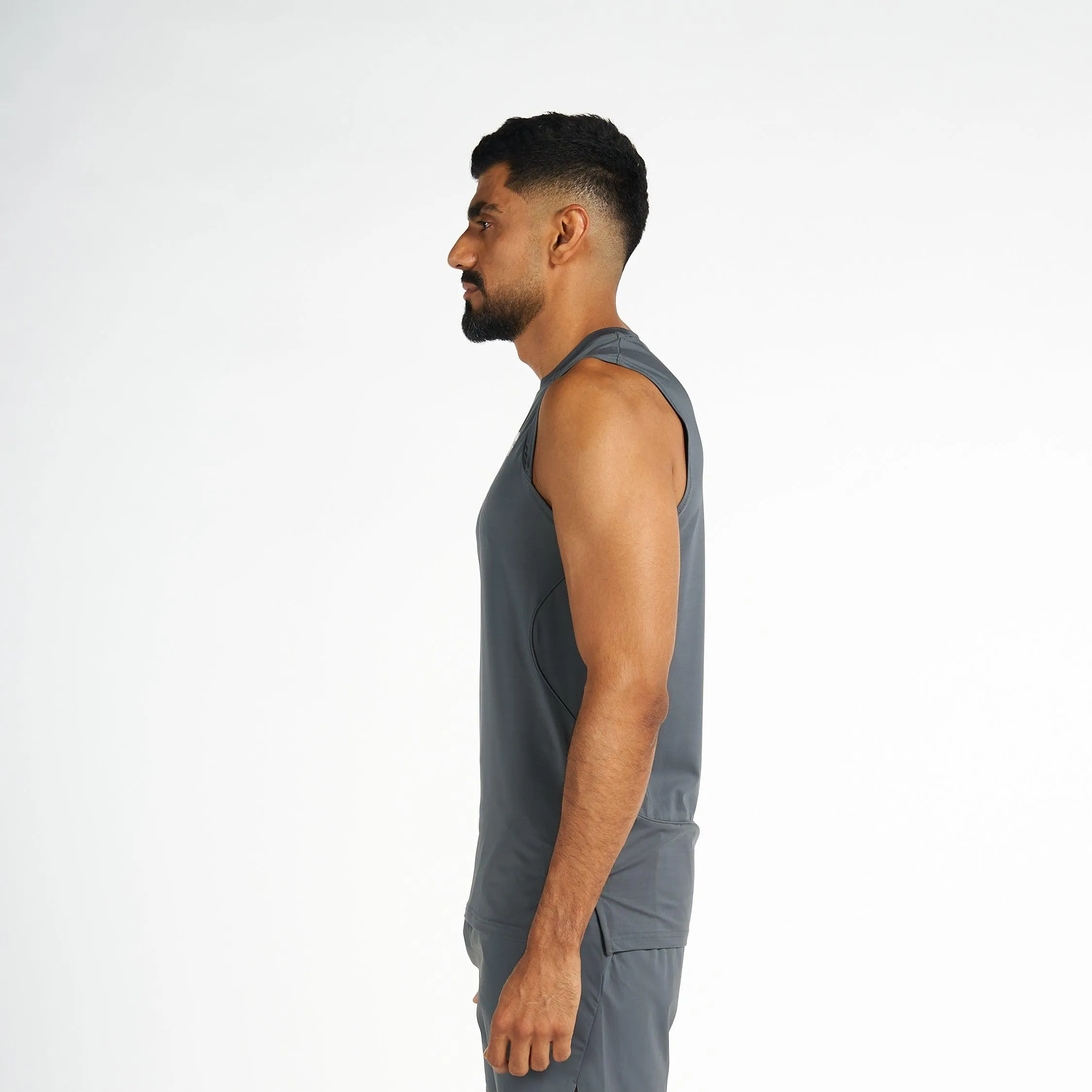 Comfortable Piece Casual Comfort Fit Sleeveless T-Shirt - Turbulence Grey