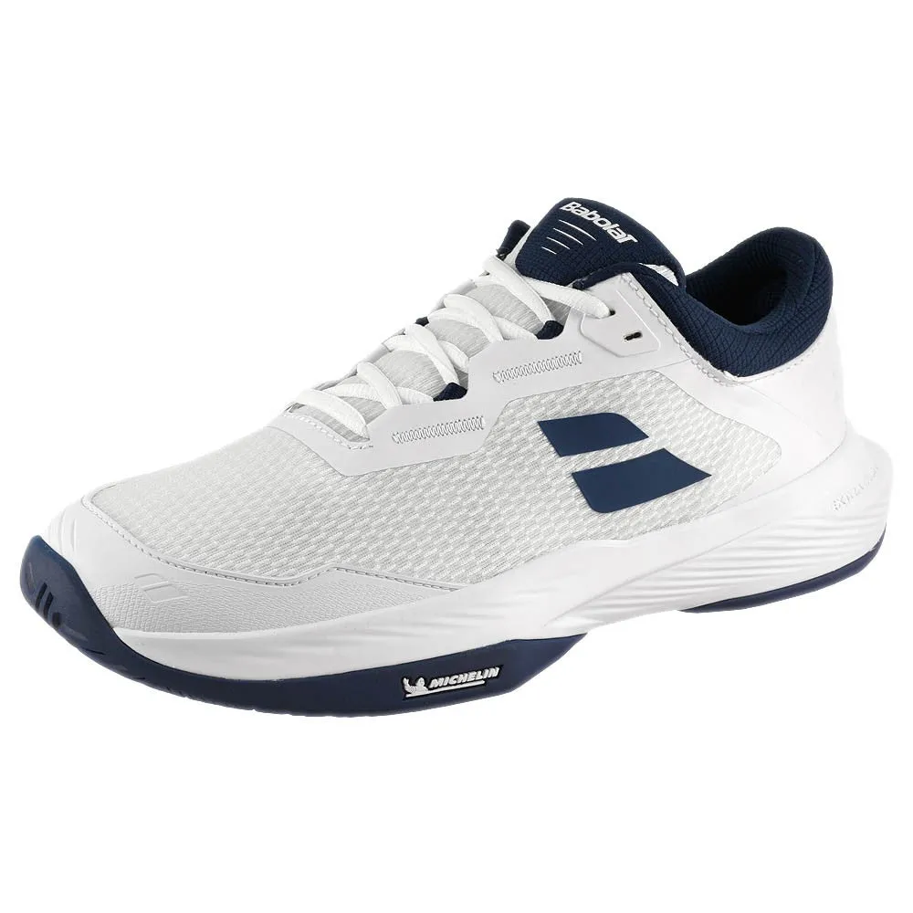 Anti Friction Lining adjustable lacing system Babolat Men's SFX 4 - White/Estate Blue