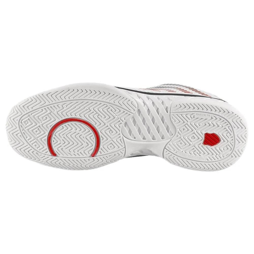 Breathable Elastic Tongue compression support K-Swiss Men's Hypercourt Express 2 - 2E Width - White/Mars Red