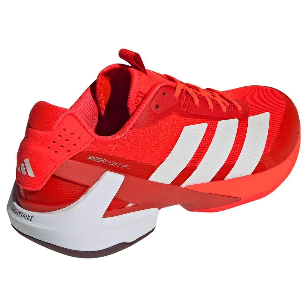 Sturdy Lacing System Airflow channels adidas Men's adizero Ubersonic 5 - Lucid Red/Aurora Ruby