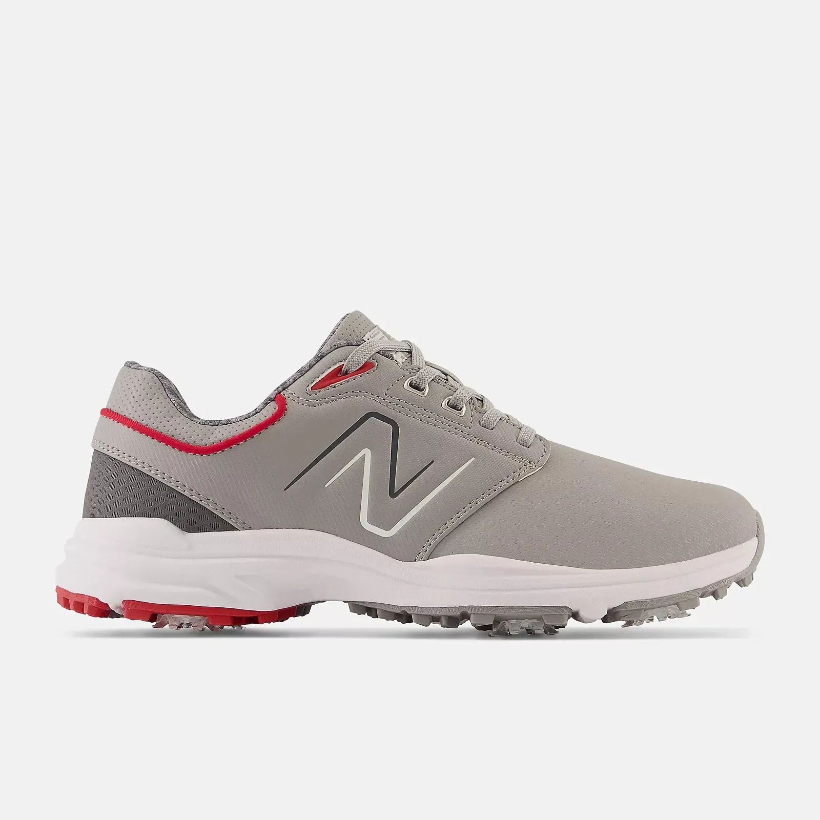 New Balance Mens Brighton Golf Shoe - GREY with red Performance Fit Stability Lock