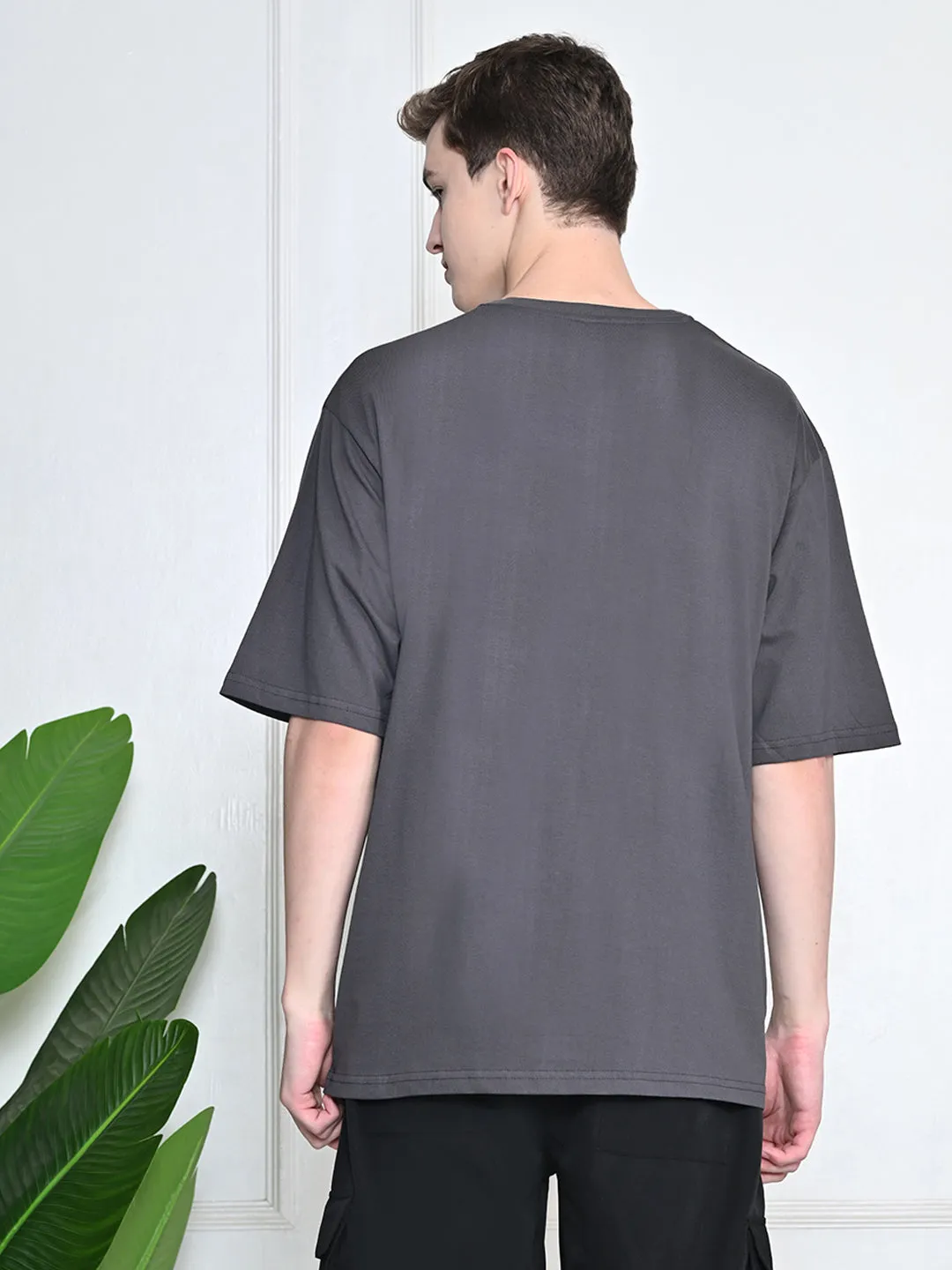 Casual Chic Wear Everyday 100% Cotton Lazy Panda T-shirt ?C Charcoal Grey
