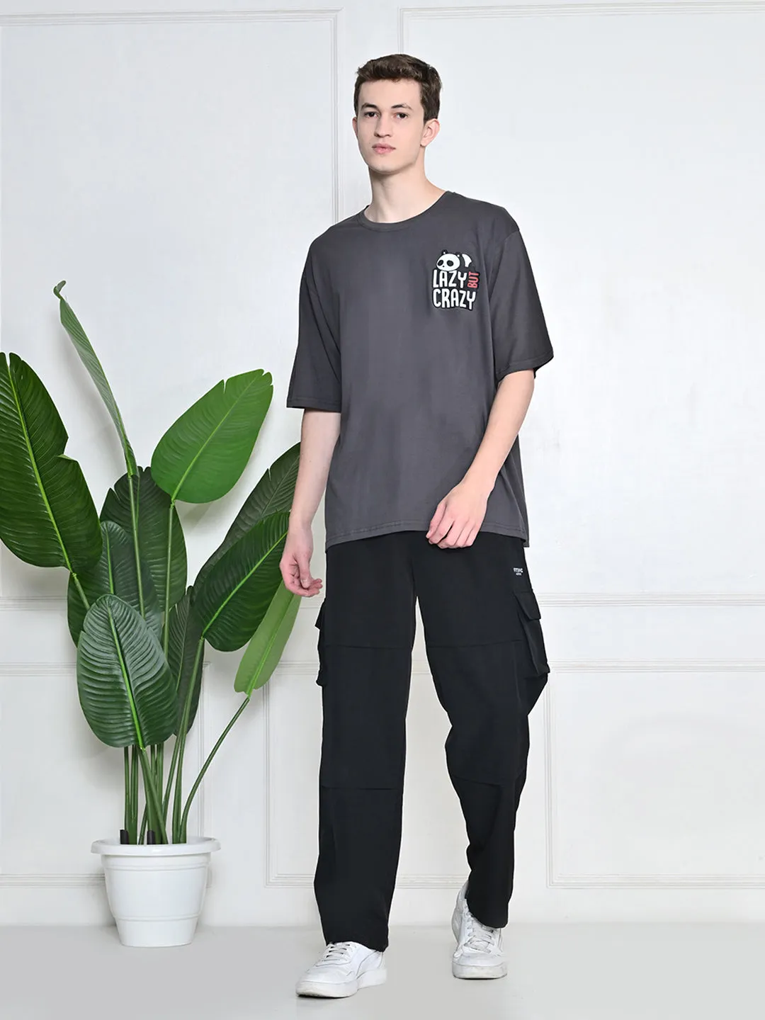 Everyday 100% Cotton Lazy Panda T-shirt ?C Charcoal Grey Matte Look Seasonal Comfort Style