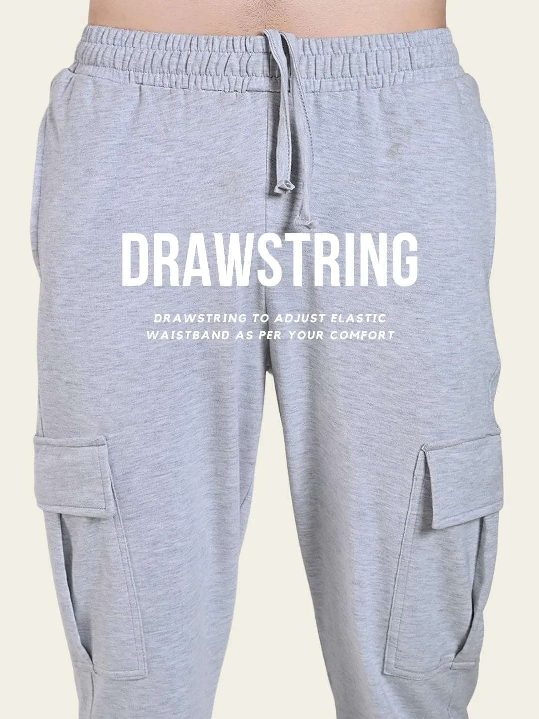 Hidden Pocket System Utility Cargo Jogger with Pockets - Melange Grey
