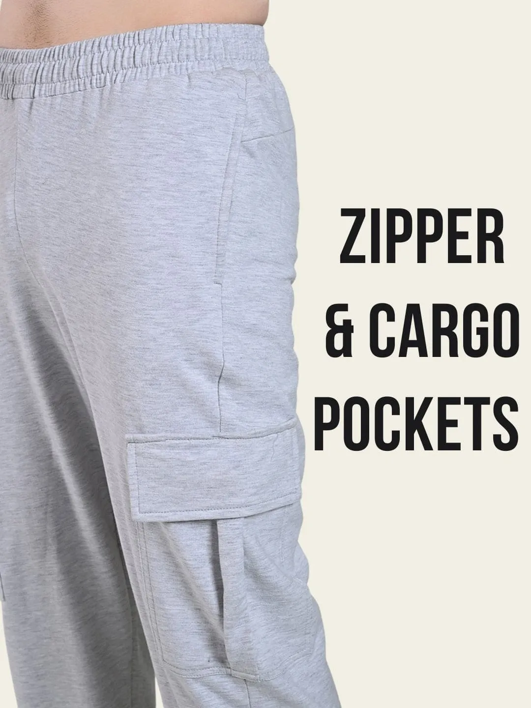 Fit Freedom Anti Odor Technology Utility Cargo Jogger with Pockets - Melange Grey