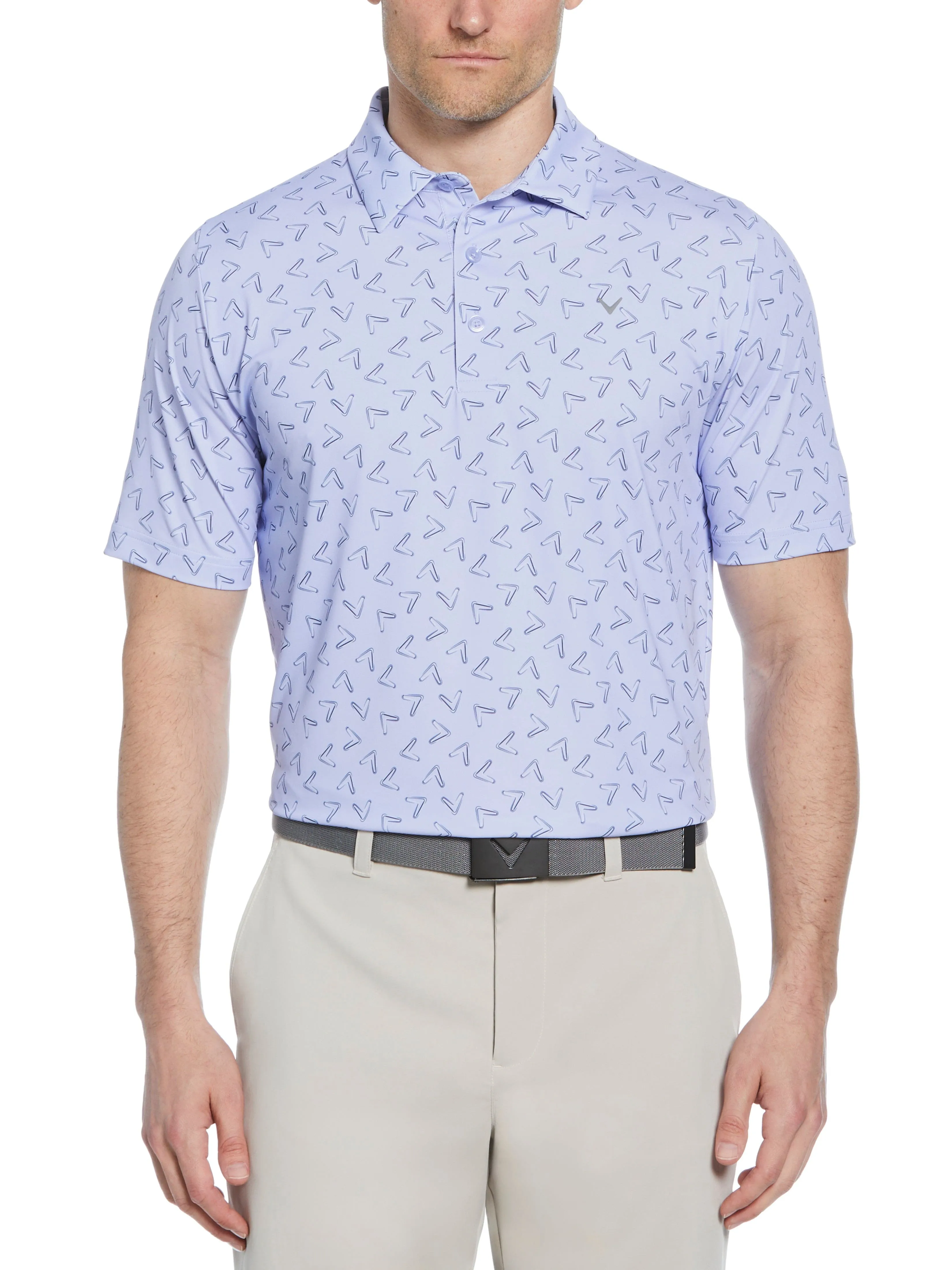 Advanced Moisture Management Casual Ease Mens All Over Chevron Printed Polo