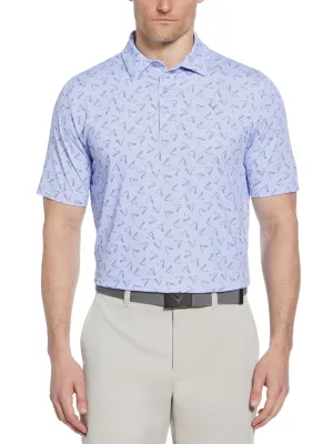 Comfy Layers Stretchable Fabric Mens All Over Chevron Printed Polo