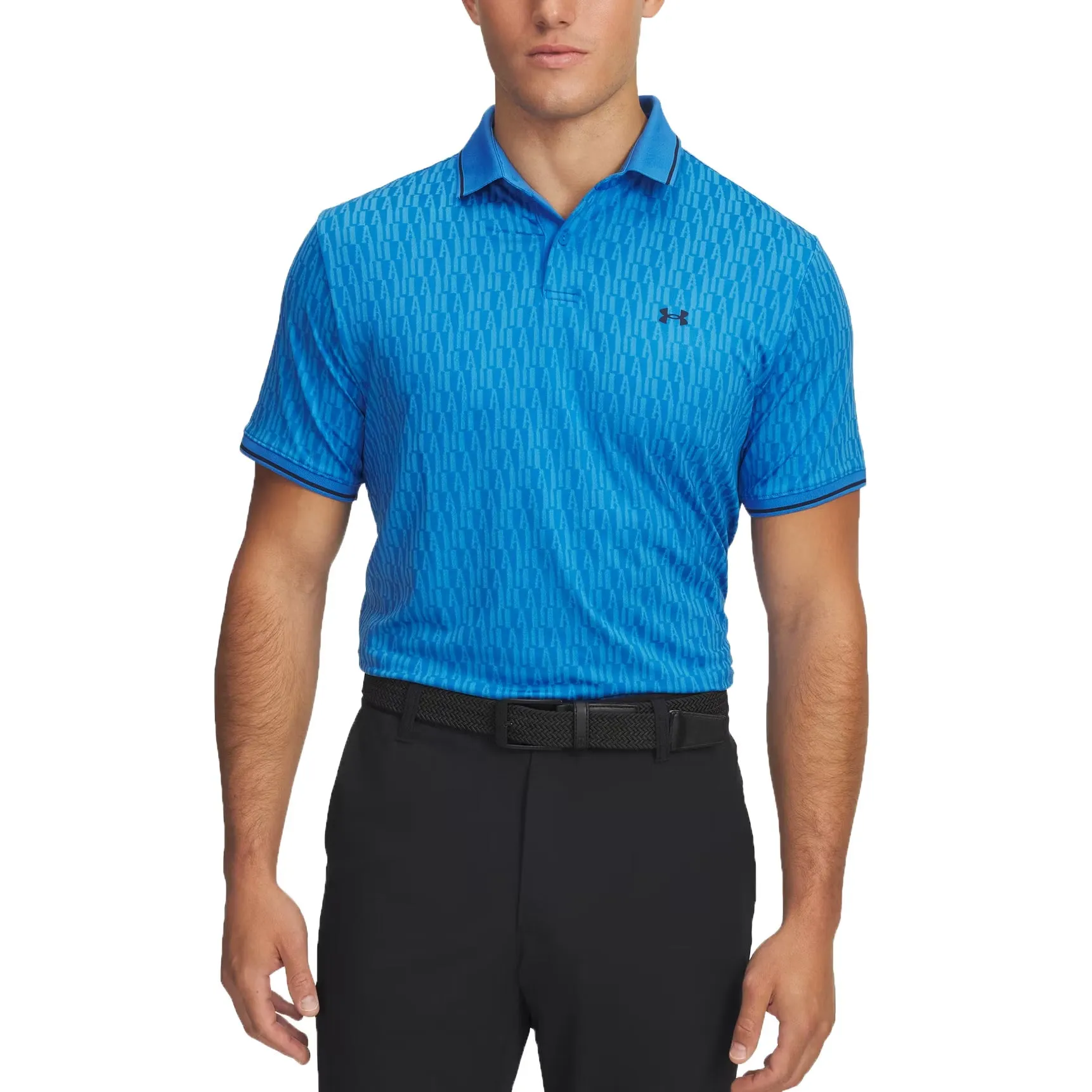 Under Armour Drive Sport Jacquard Golf Polo Shirt - Blue Atlantis/Midnight Navy Perfect Comfort Fashion Basics