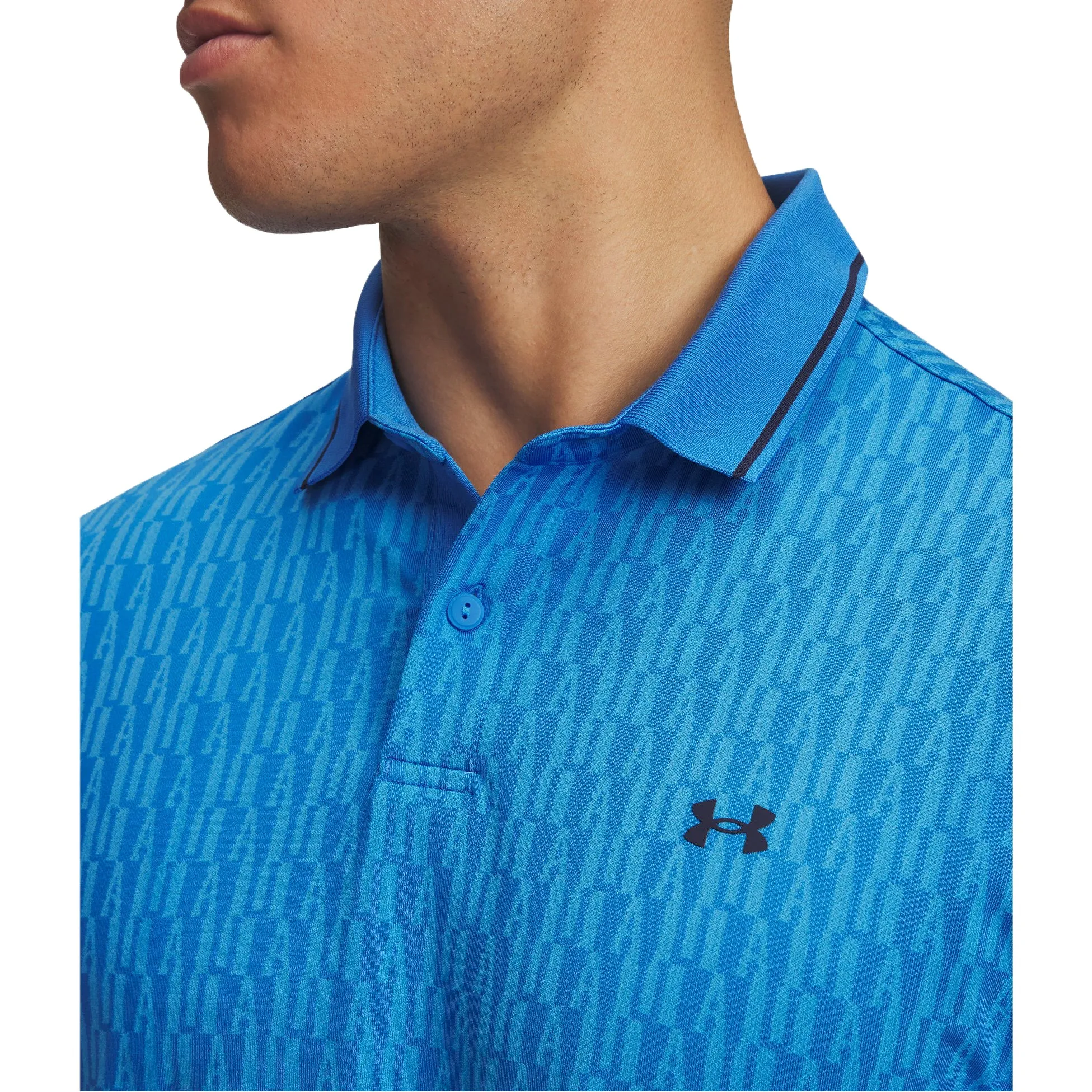 Under Armour Drive Sport Jacquard Golf Polo Shirt - Blue Atlantis/Midnight Navy Casual Wearable Summer Outing