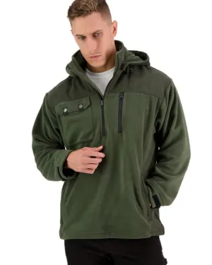 Swanndri Mens High Rock Technical Fleece Hoodie Scoop neck fringe accents