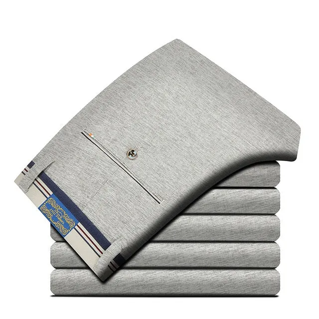 West Louis? Elastic Slim Straight Business Pants WearResistantHem Street Light