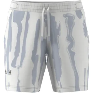 Adidas Tennis New York Graphic Shorts - White/Halo Silver Yarn Dyed Pattern No Slip Grip