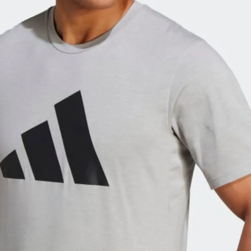 Eco Friendly Dyes Adidas Medium Grey Heather / Black Train Essentials Feelready Logo Training Men Tennis Tee