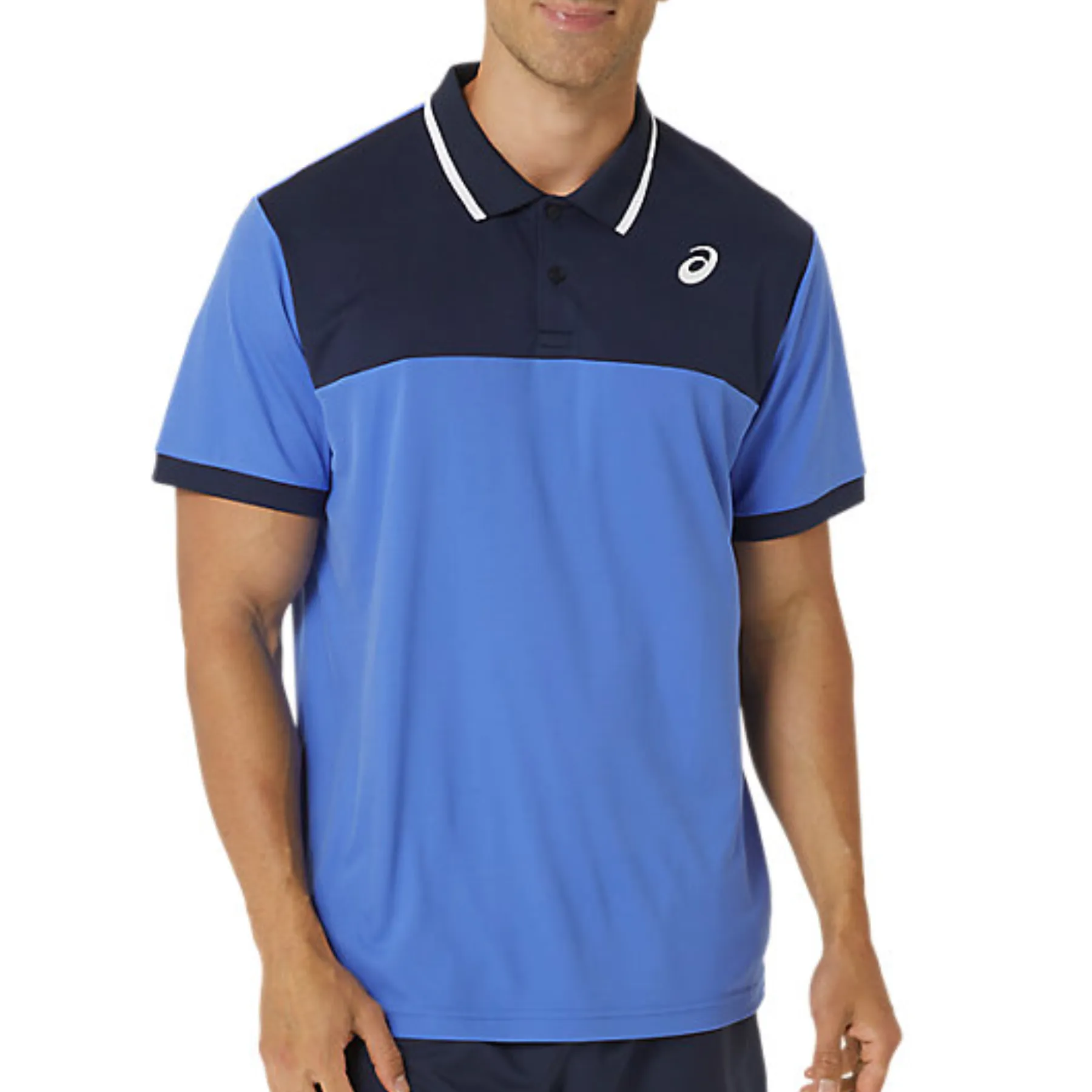 Asics Men Court Polo Shirt - Sapphire/Midnight Ventilated Side Gussets Outdoor Adventure
