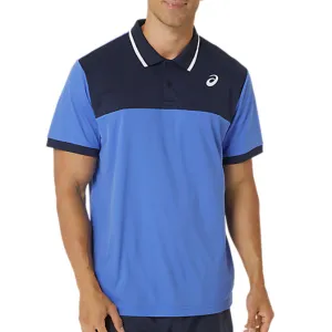 Asics Men Court Polo Shirt - Sapphire/Midnight Ventilated Side Gussets Outdoor Adventure