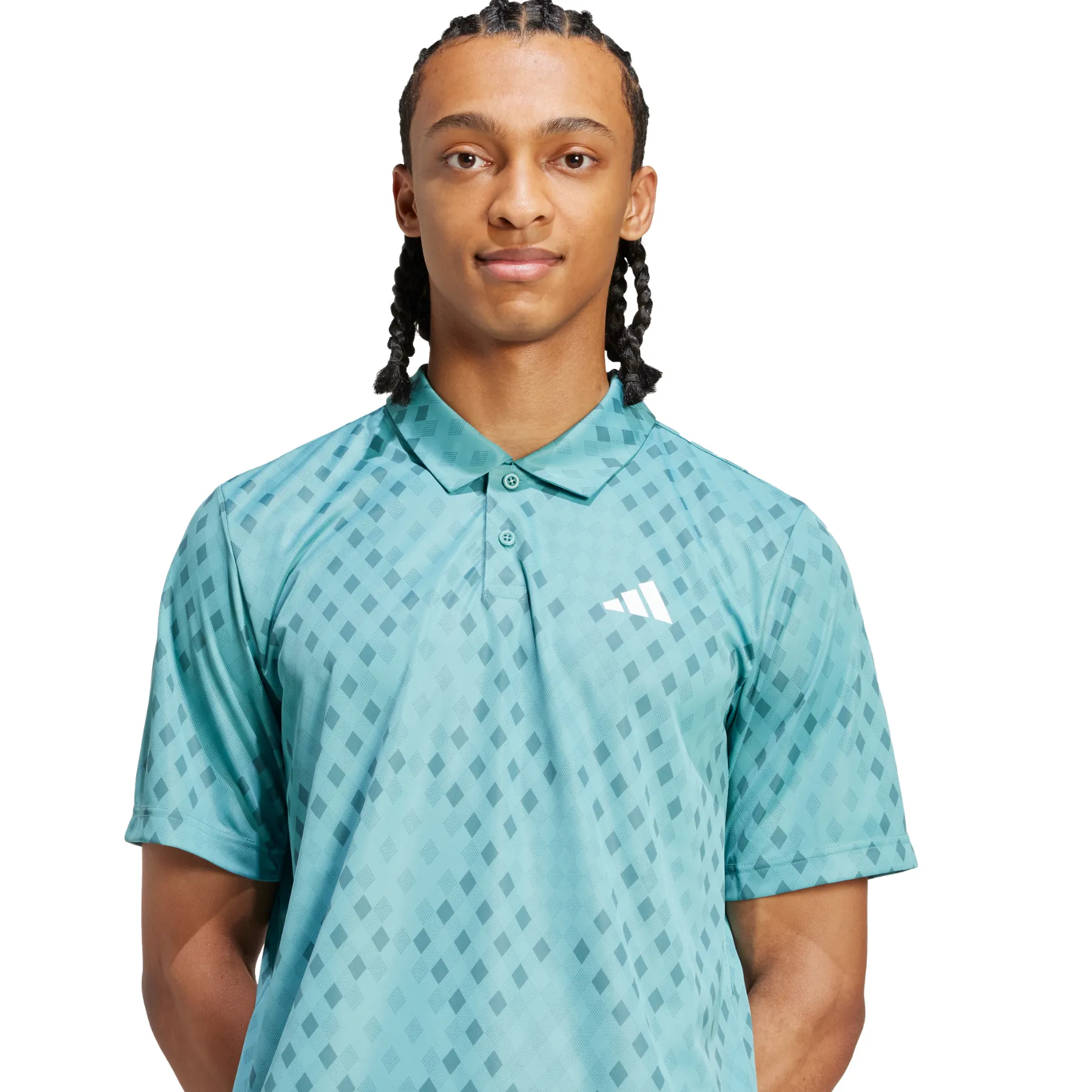 Adidas Club Tennis Climacool Graphic Mens Tennis Polo Shirt - Powder Teal/Preloved Teal Perfect Layer
