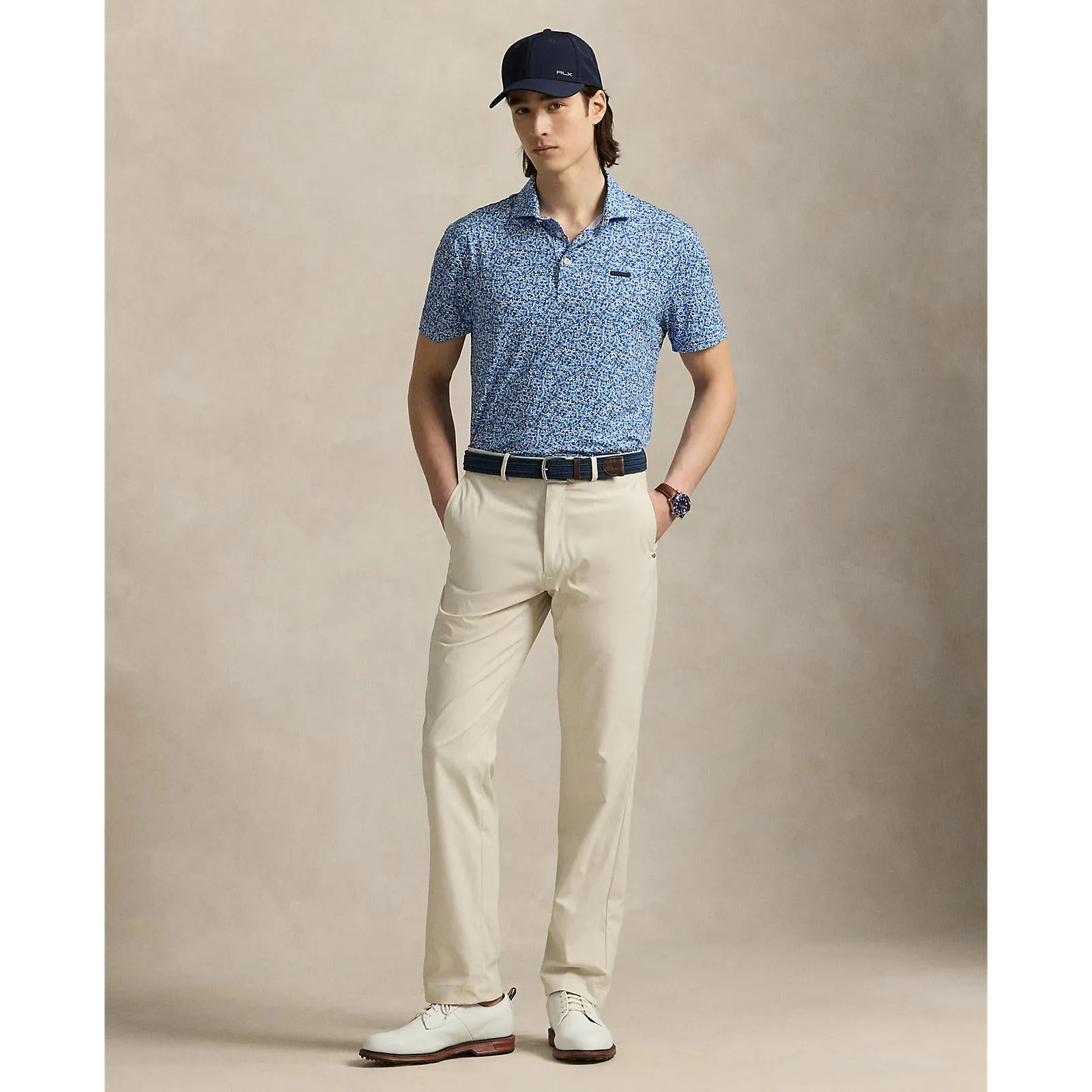 All-Season Wear RLX Ralph Lauren Printed Lightweight Airflow Golf Polo Shirt - Savanna Floral Refined Navy Multi