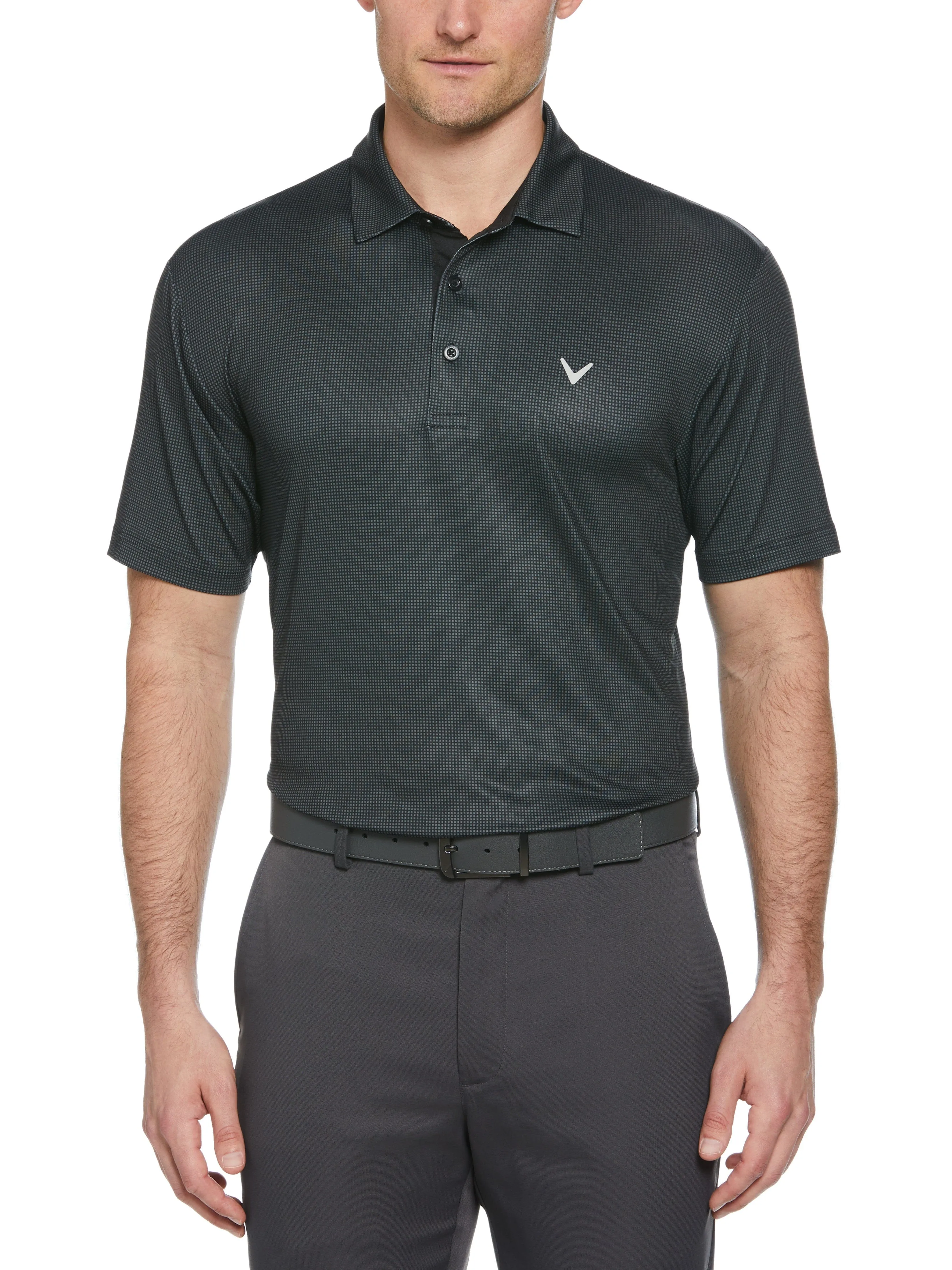 Mens Gingham Print Golf Polo Relaxed Layering Smart Layering