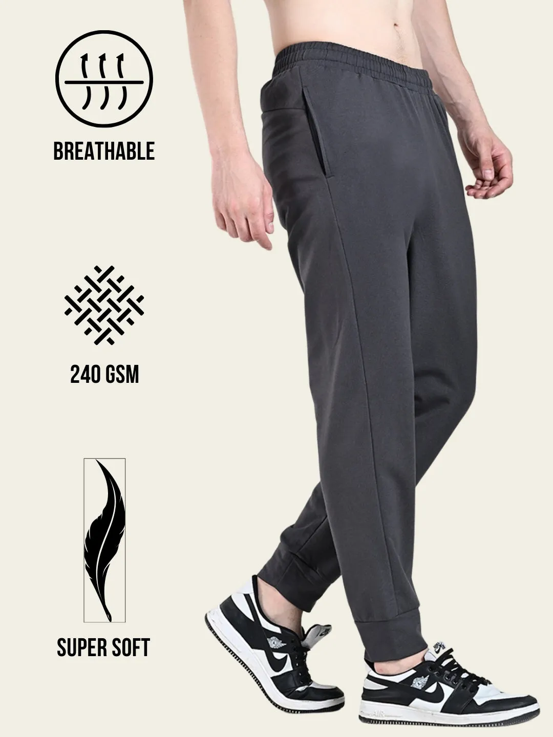 Basic Look Flexible Seam Utility Jogger with Pockets - Charcoal