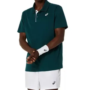 Fuzz Free Surface Modern Simplicity Asics Court Polo Mens Top - Saxon Green