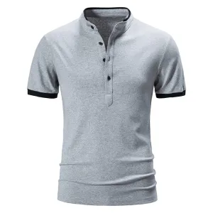 West Louis? Cotton Short Sleeve Solid Color Polo Shirt Reinforced Stitching