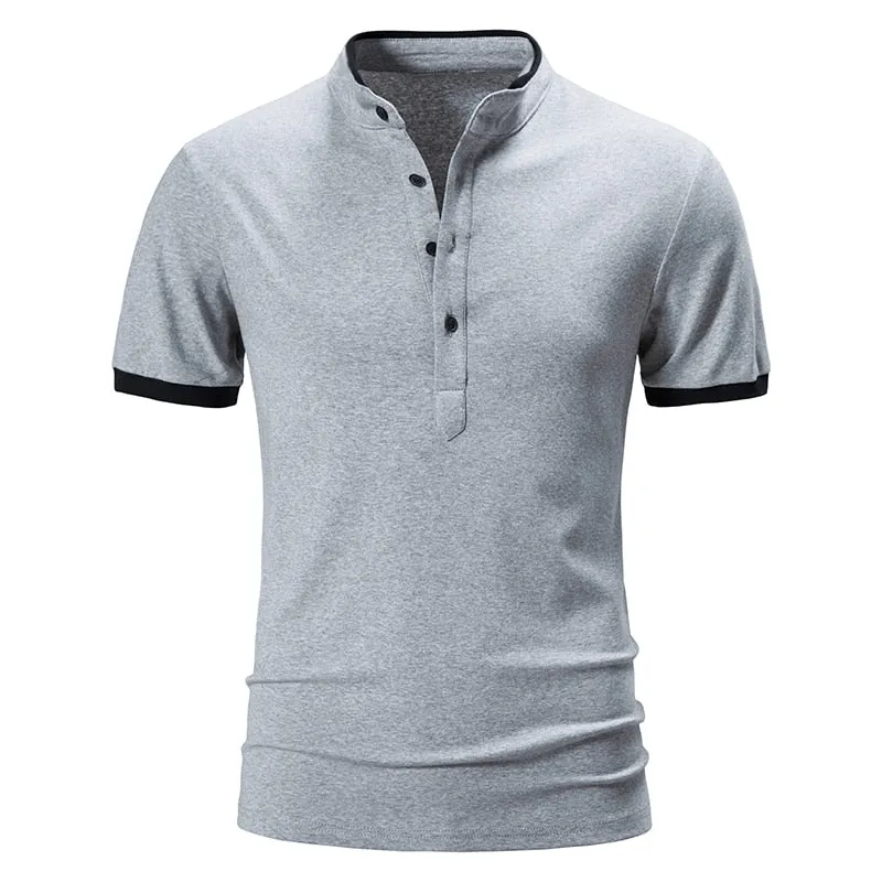 West Louis? Cotton Short Sleeve Solid Color Polo Shirt Comfortable Layer
