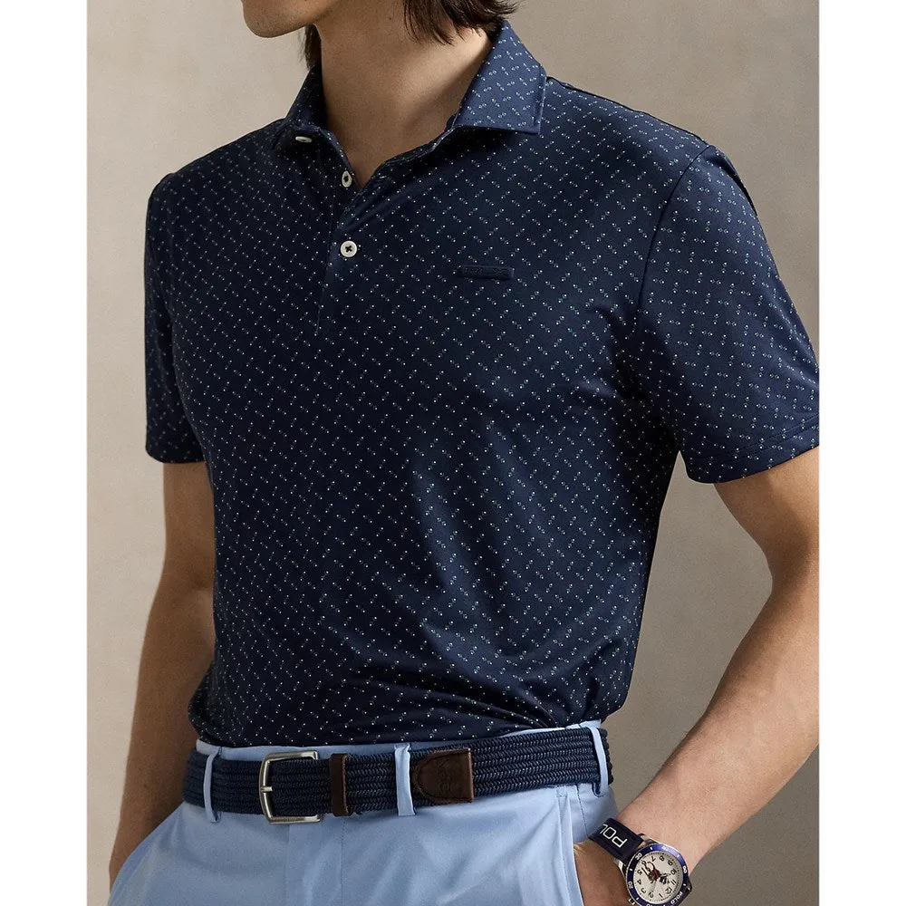 RLX Ralph Lauren Printed Lightweight Airflow Golf Polo Shirt - Multi Deco Toss Refined Navy Unstructured Hem NonRestrictive Shoulder Design