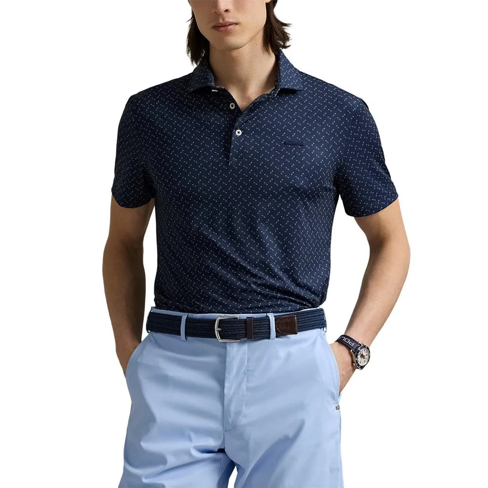 Travel Essential Colorfast Dye Process RLX Ralph Lauren Printed Lightweight Airflow Golf Polo Shirt - Multi Deco Toss Refined Navy