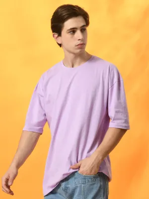 Relaxed Oversized 100% Cotton Solid Tee ?C Lavender Affordable accessibility