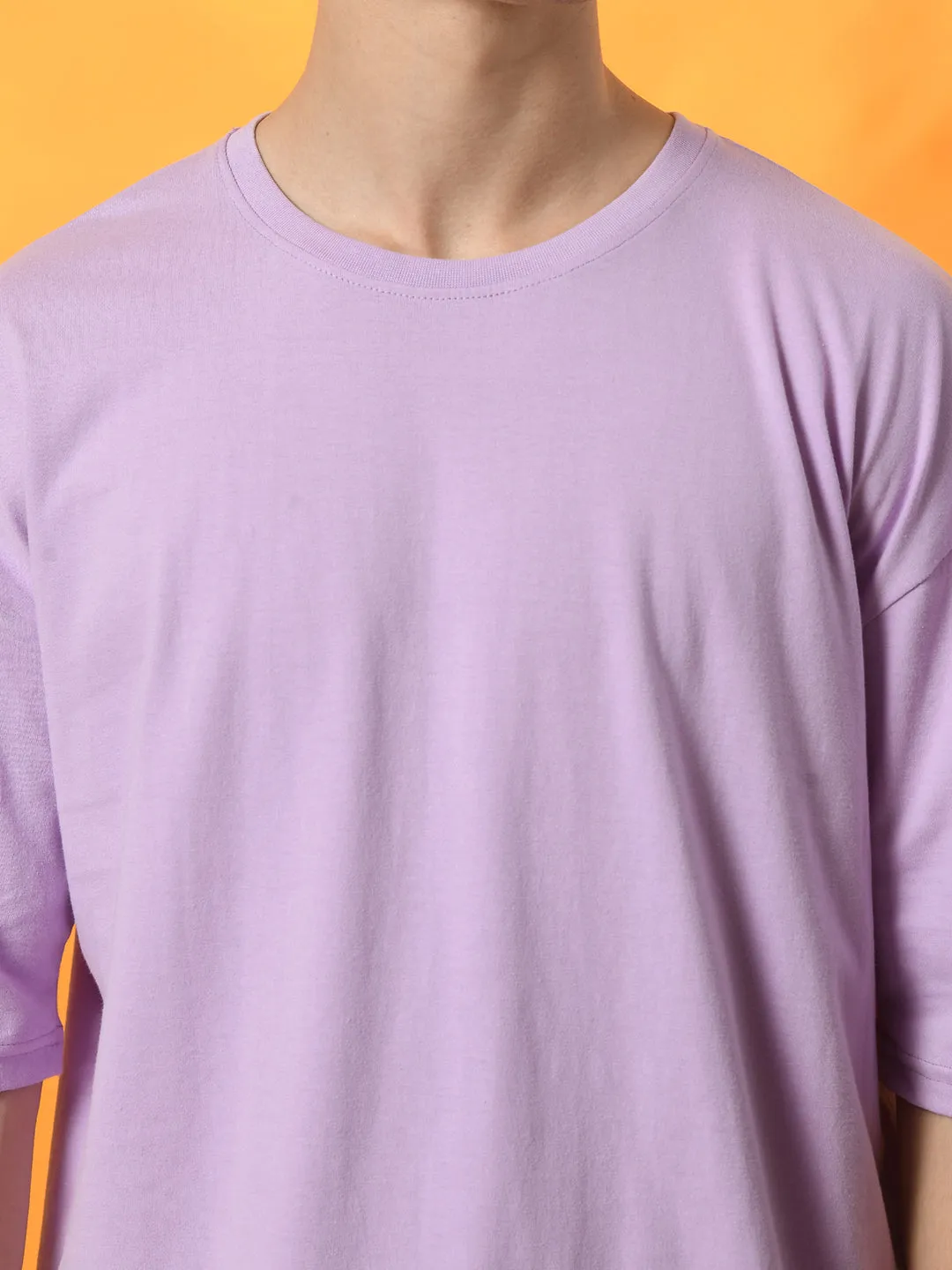 Short Sleeve Relaxed Oversized 100% Cotton Solid Tee ?C Lavender