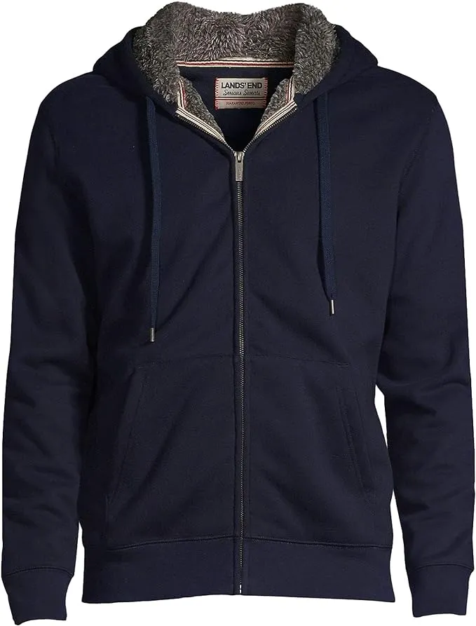 Lands' End Men's Serious Sweats Full Zip Sherpa Fleece Hoodie - Navy product neutral versatility