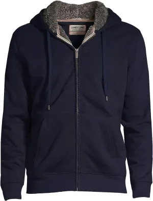 Lands' End Men's Serious Sweats Full Zip Sherpa Fleece Hoodie - Navy product neutral versatility
