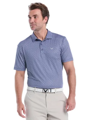 Mens Herringbone Print Polo Sporty Wearable