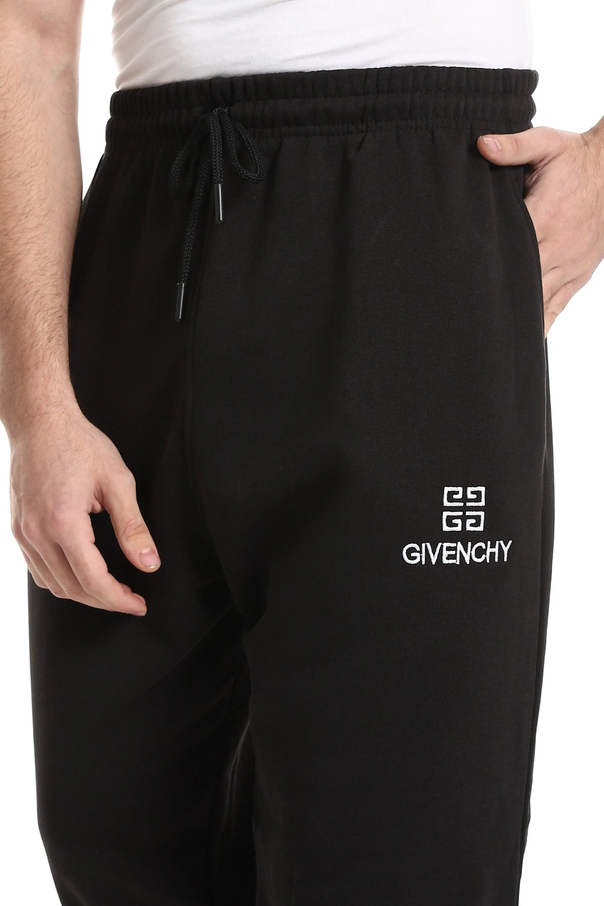 Plain Pattern With 1 Side Pockets Sweatpants - Black Eco Friendly Dye Process