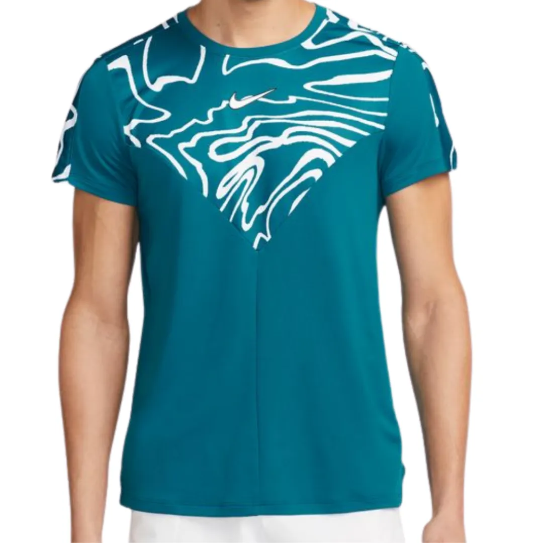 Temperature Control Fabric Essential Look Nike Court Dri-FIT Slam Men Tennis Top - Green Abyss/White