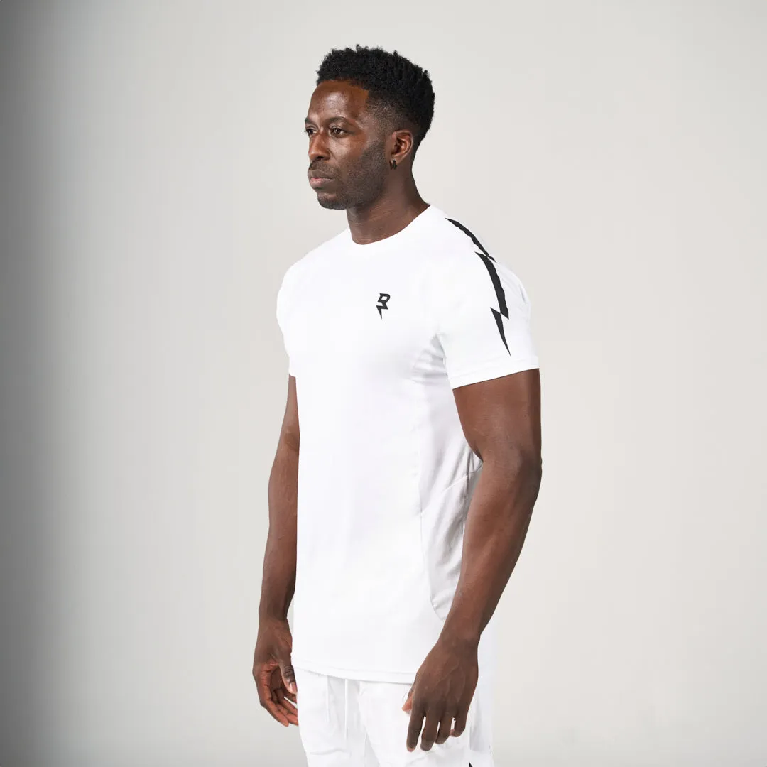 High Density Knit DoubleStitchedHem Lightning Performance T-Shirt - Cotton White