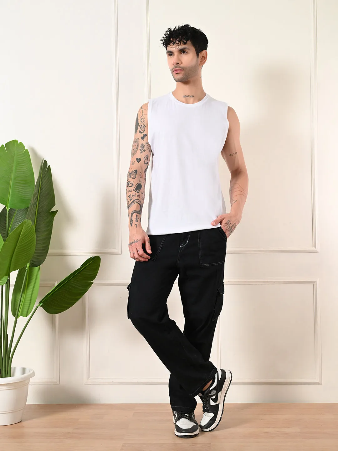 SmoothGripFastenings Luxury Mood Easy-Wear Solid White Cotton Sando