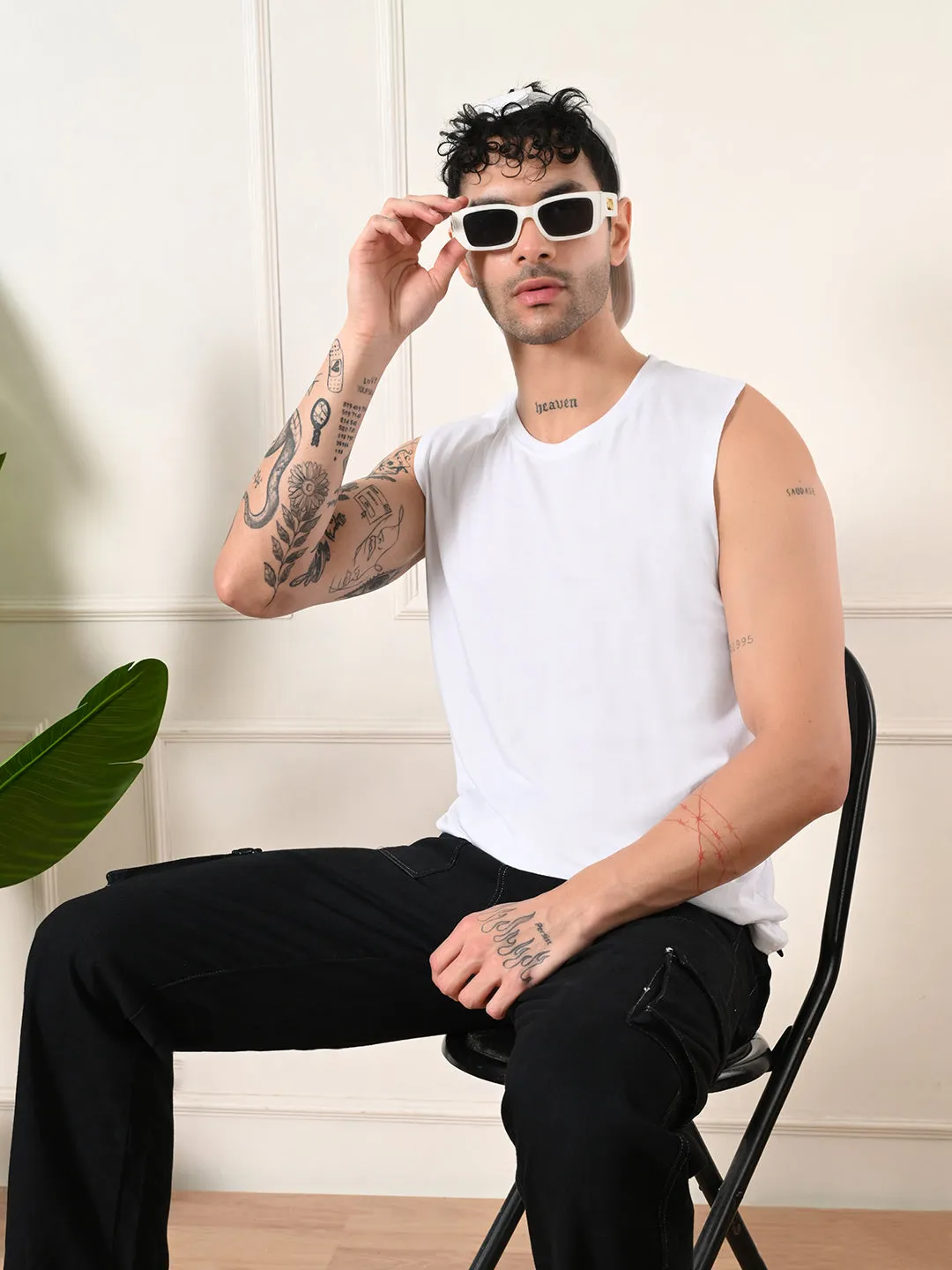 Easy-Wear Solid White Cotton Sando Energy Ease Glow Up