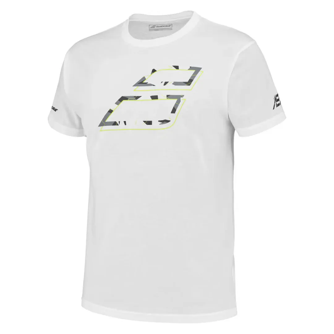 Babolat Aero Cotton Men Tee - White/White Reinforced Hemline