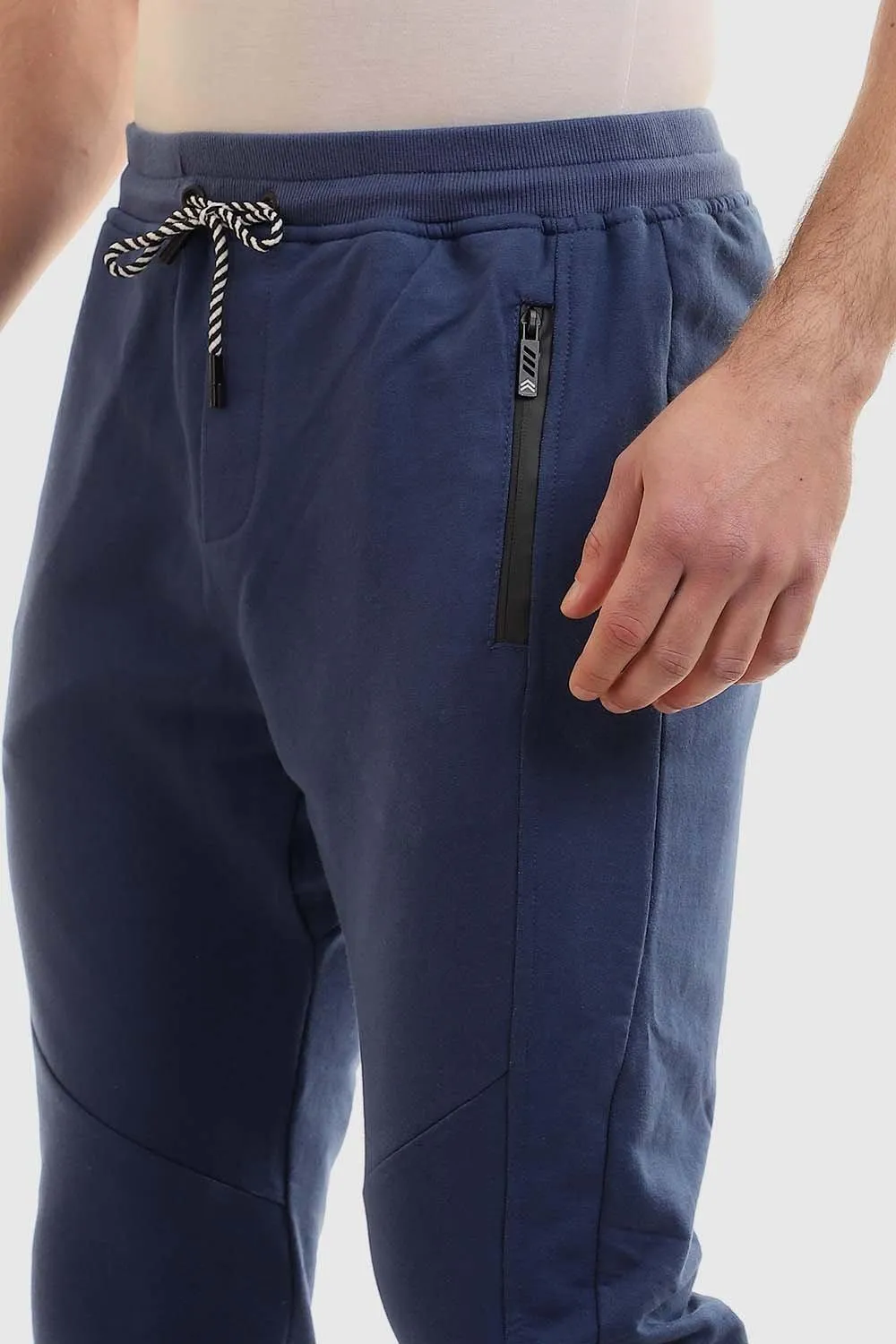 Core Basic Seam-Free Solid Elastic Waist With Drawstring Pants - Indigo