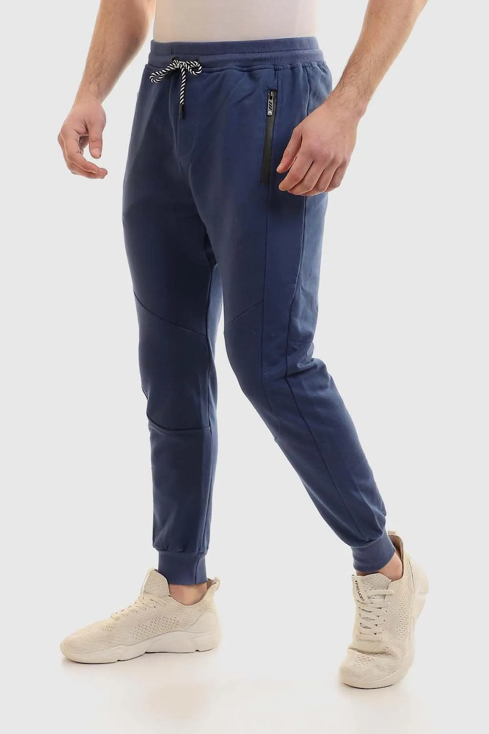 Solid Elastic Waist With Drawstring Pants - Indigo Stretchable Fit Sweat Wicking Lining