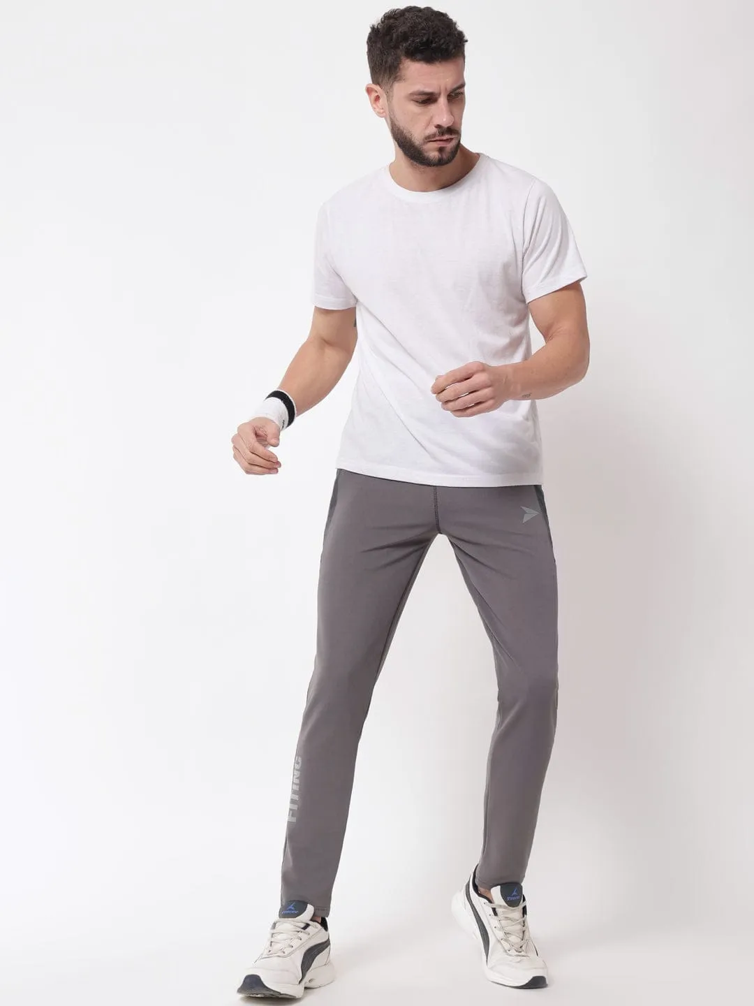 Textured Slim Fit Track Pants - Grey Flexible Performance Wear