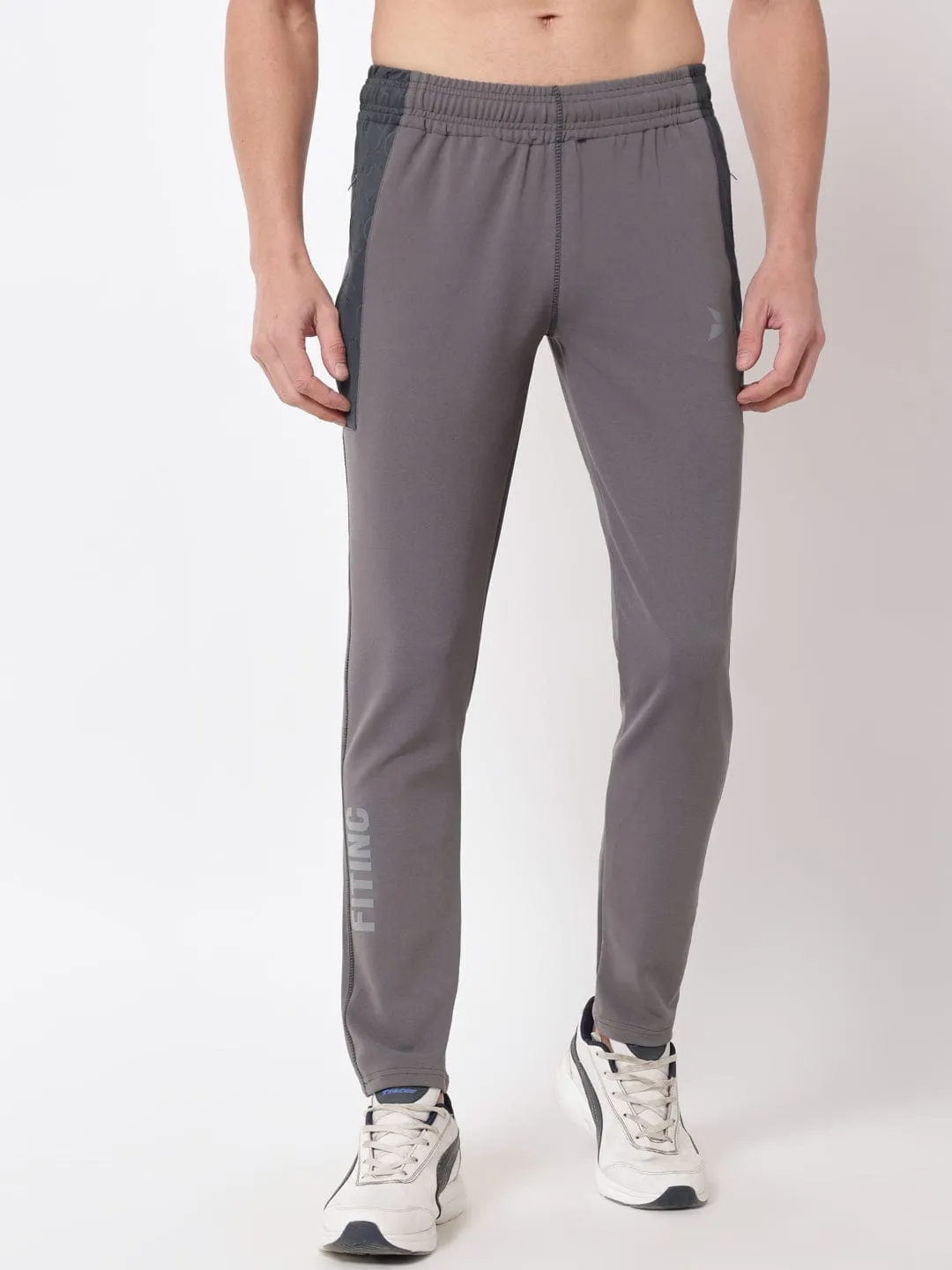 AllDayCompression Flex Wear Design Textured Slim Fit Track Pants - Grey