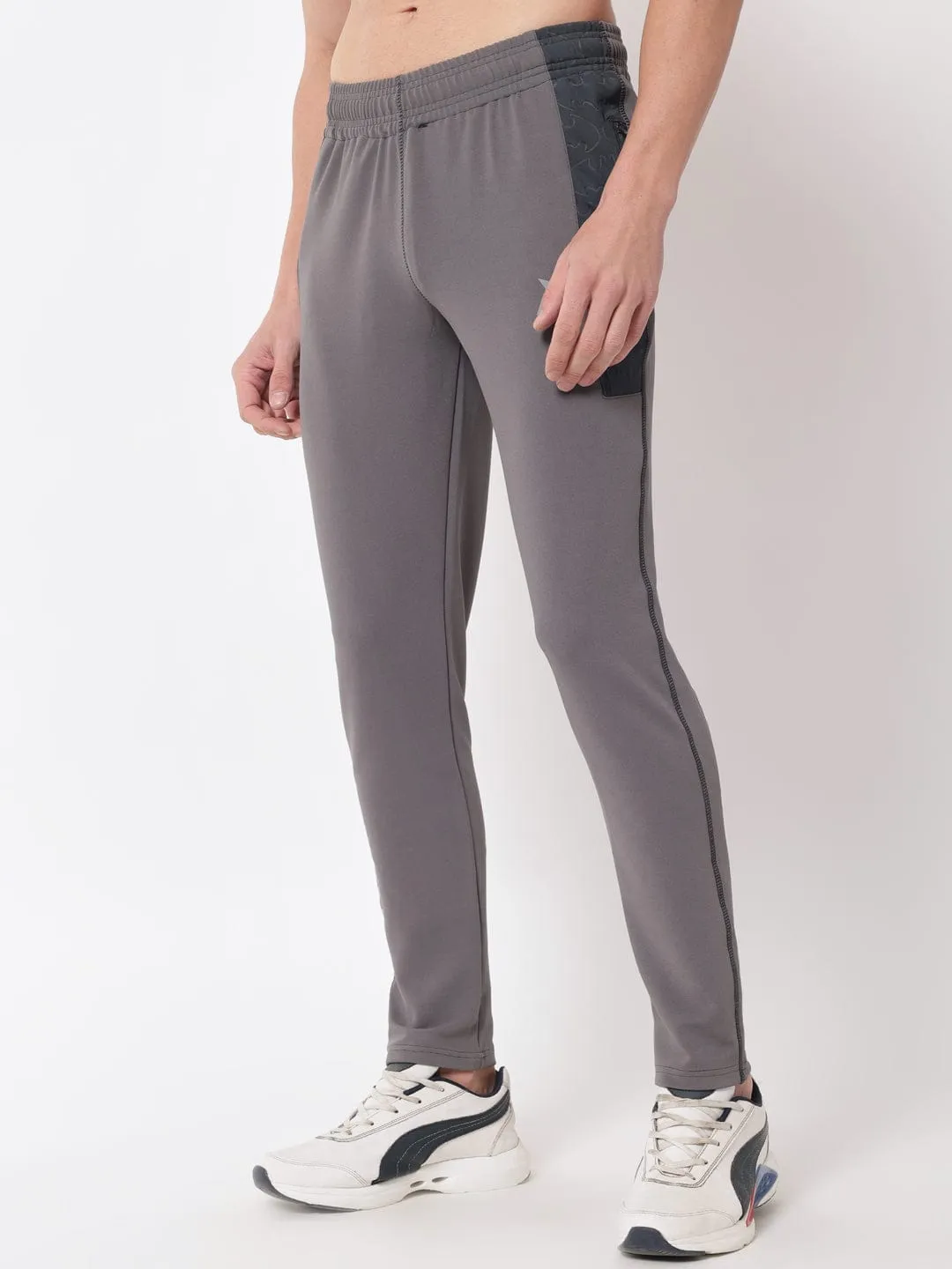 Textured Slim Fit Track Pants - Grey Non Clip Fashion Staple