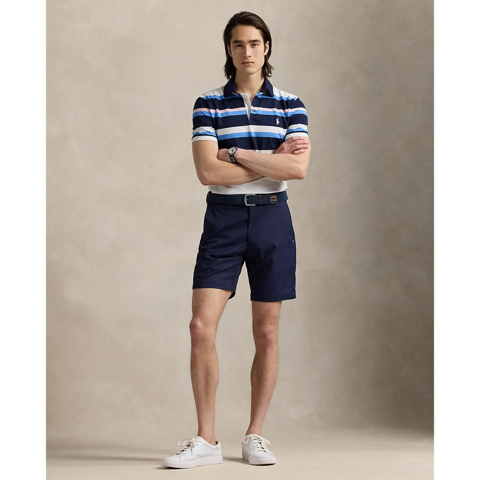 Polished Look Tapered Armhole Design RLX Ralph Lauren Performance Pique Golf Polo Shirt - Refined Navy Multi