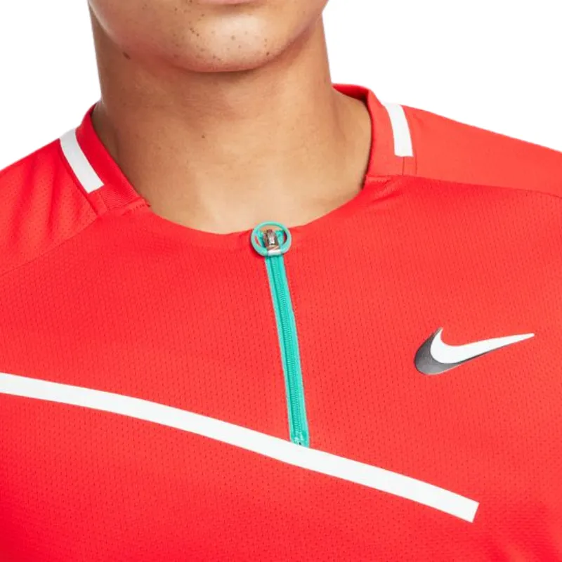 All-Purpose Wear Nike Court Slam Mens Tennis Polo - Habanero Red/White
