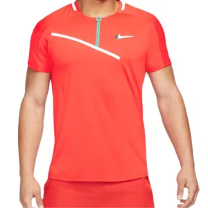 Nike Court Slam Mens Tennis Polo - Habanero Red/White Fashion Forward Tagless Collar