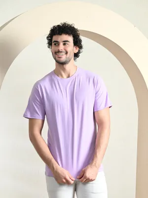 All-Weather Wear Comfy 100% Cotton Solid Regular Fit Tee - Lavender