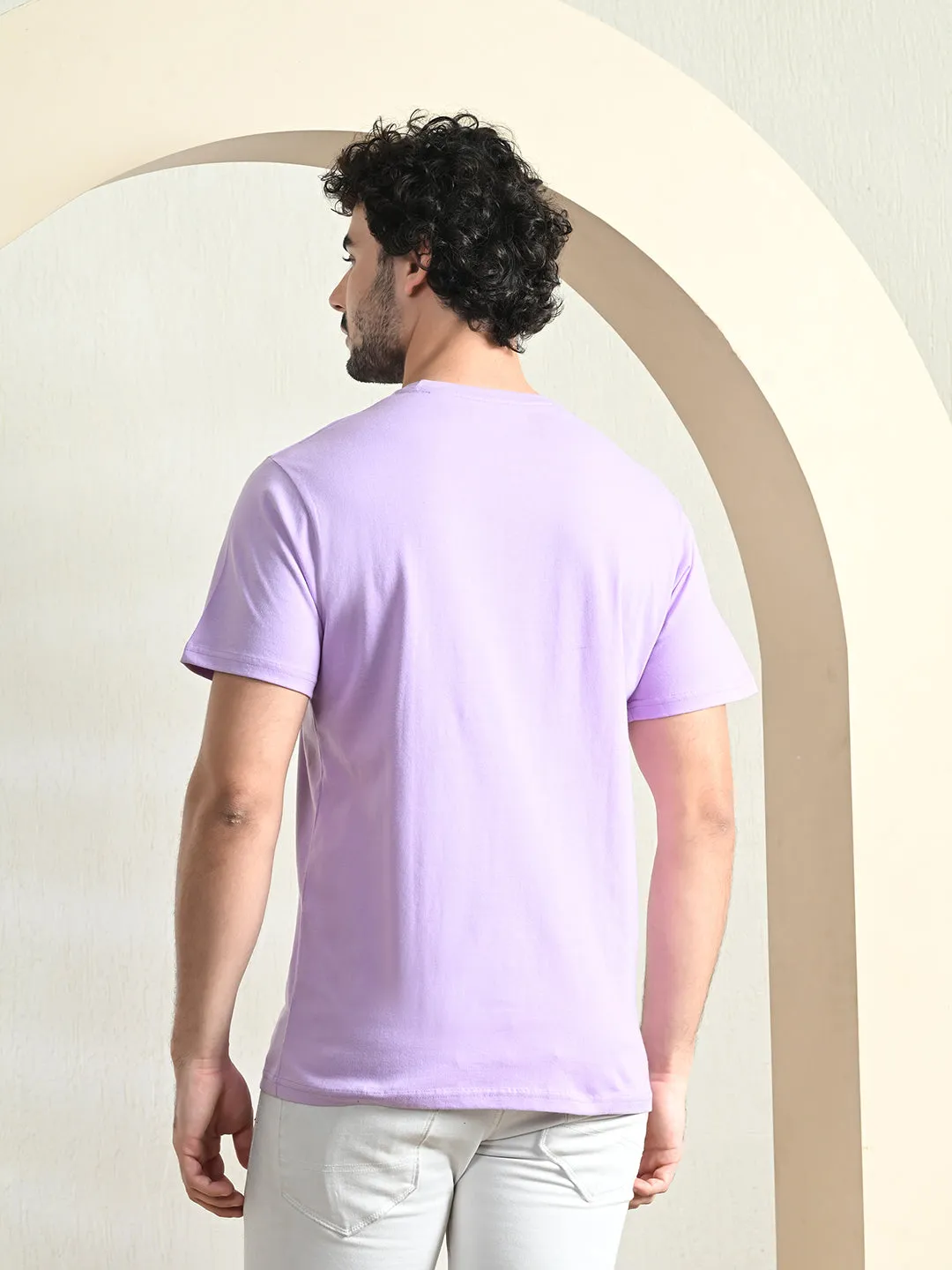 Soft Finish Comfy 100% Cotton Solid Regular Fit Tee - Lavender
